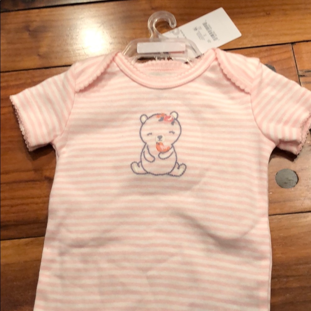 Baby girl pink stripes with bear onsie 6 months